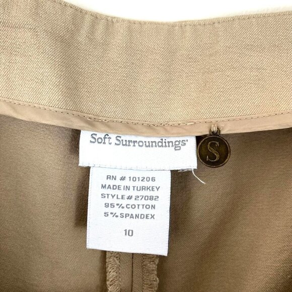 Soft Surroundings Pull On Chino Pants Women's Size 10 Tan High Rise Straight Leg - Picture 4 of 16